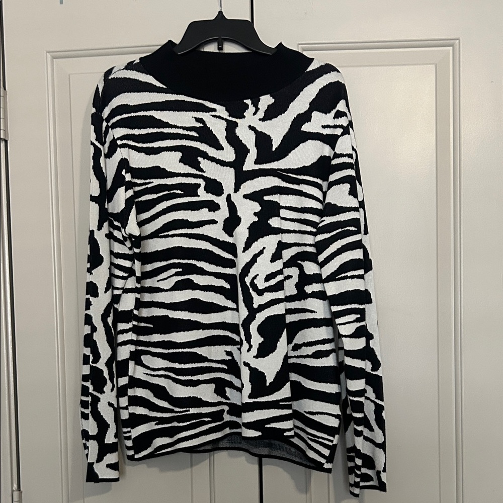 Fashion Nova Zebra Print Black and White Sweater